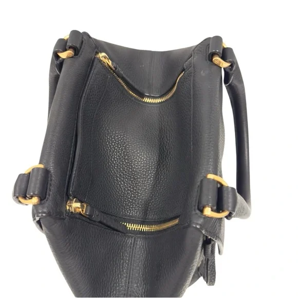 NWOT Tory Burch Black Half Moon Satchel with Gold Accents - Picture 3 of 4